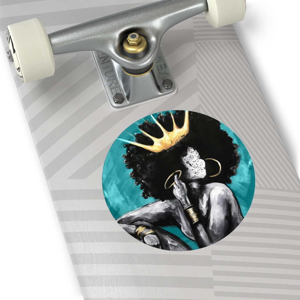 Naturally Queen VI TEAL Round Vinyl Stickers