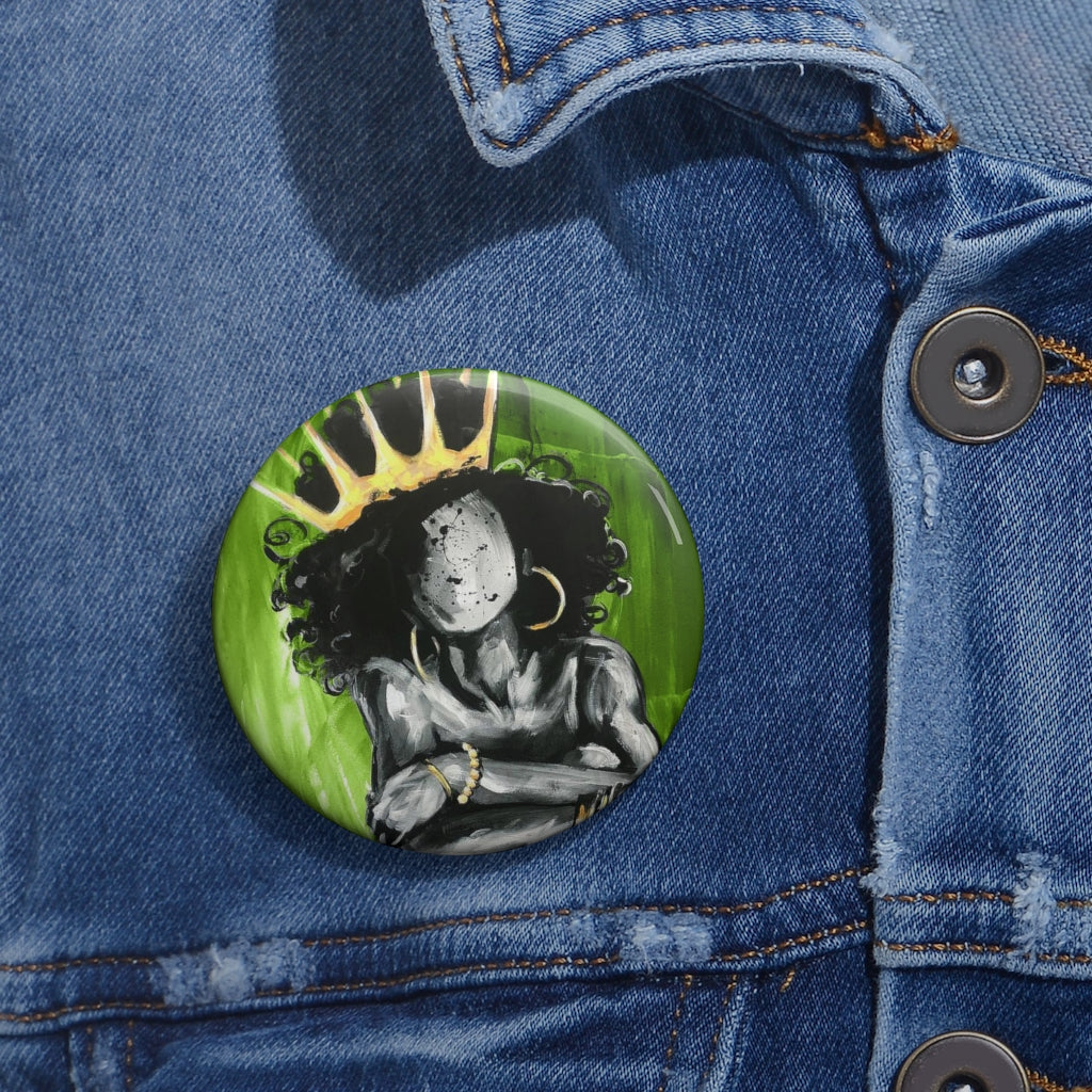 Naturally Queen IX GREEN Custom Pin Buttons