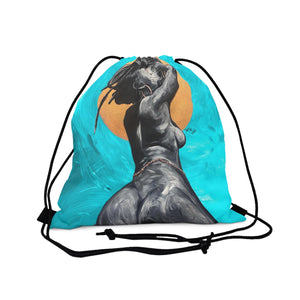 Naturally Nude V TEAL Outdoor Drawstring Bag