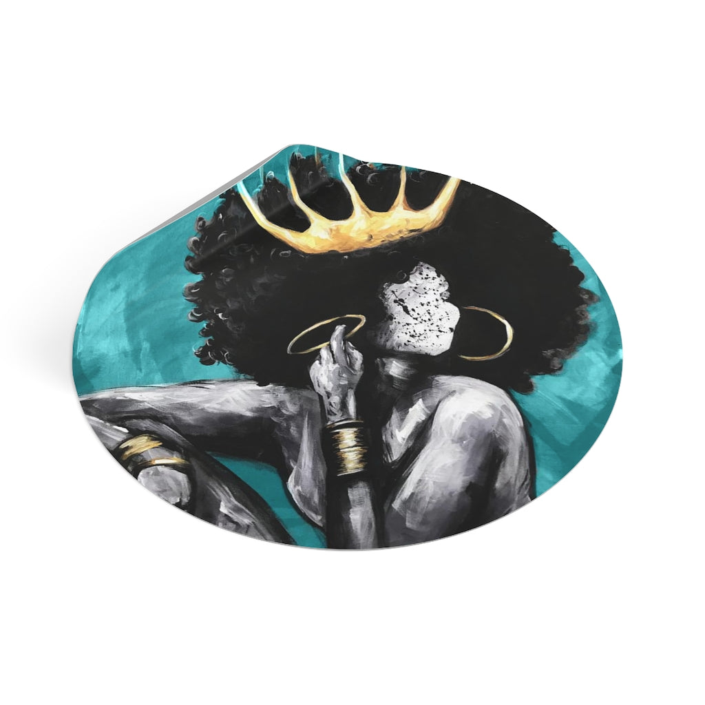 Naturally Queen VI TEAL Round Vinyl Stickers