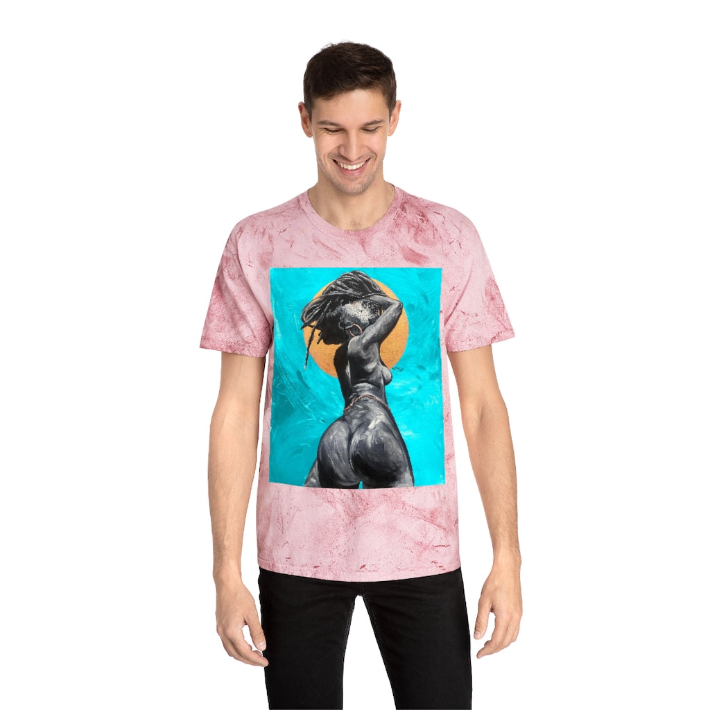 Naturally Nude V TEAL Unisex Color Blast T-Shirt