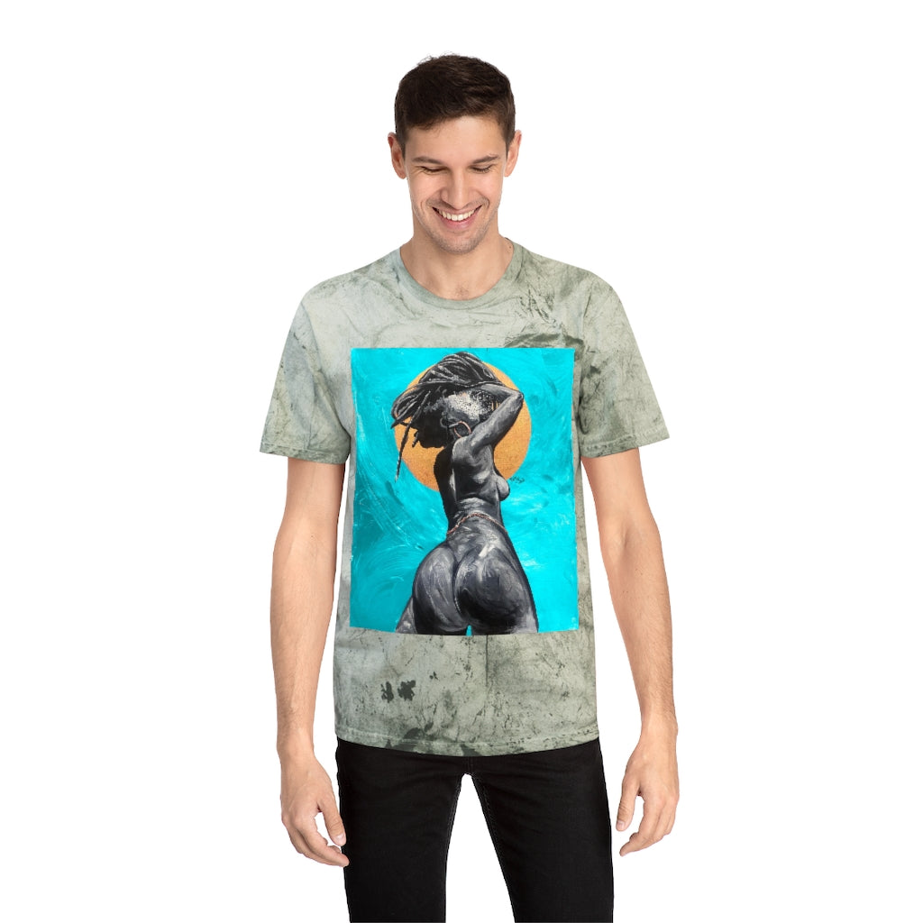 Naturally Nude V TEAL Unisex Color Blast T-Shirt