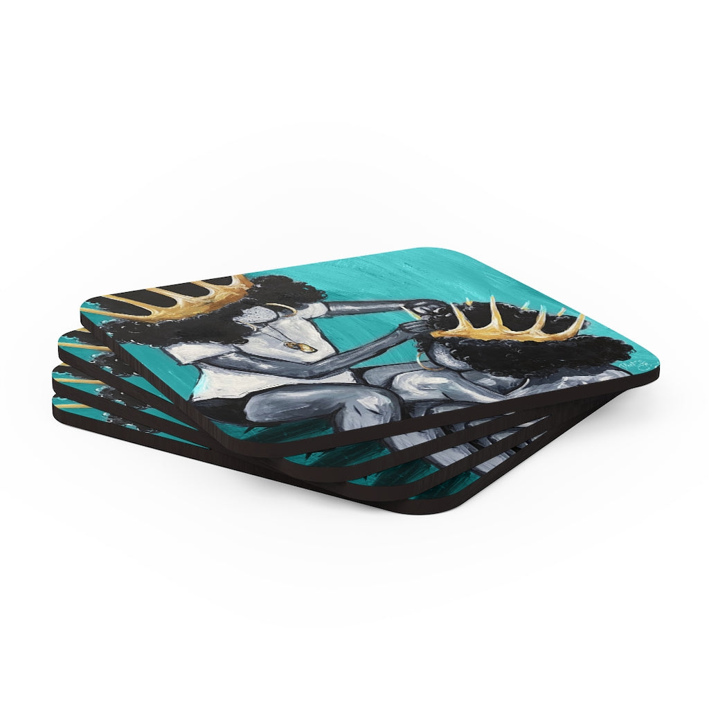 Naturally Queens I TEAL Cork Back Coaster