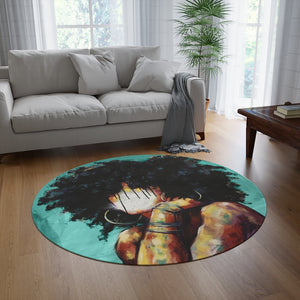 Naturally II TEAL Round Rug