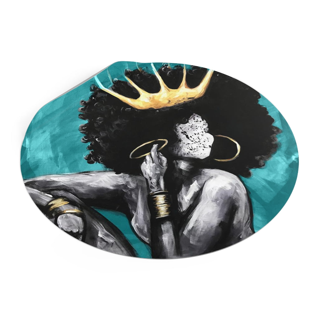 Naturally Queen VI TEAL Round Vinyl Stickers