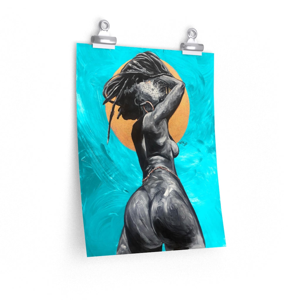 Naturally Nude V TEAL Premium Matte vertical posters