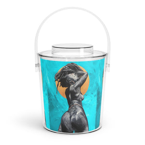 Naturally Nude V TEAL Ice Bucket with Tongs