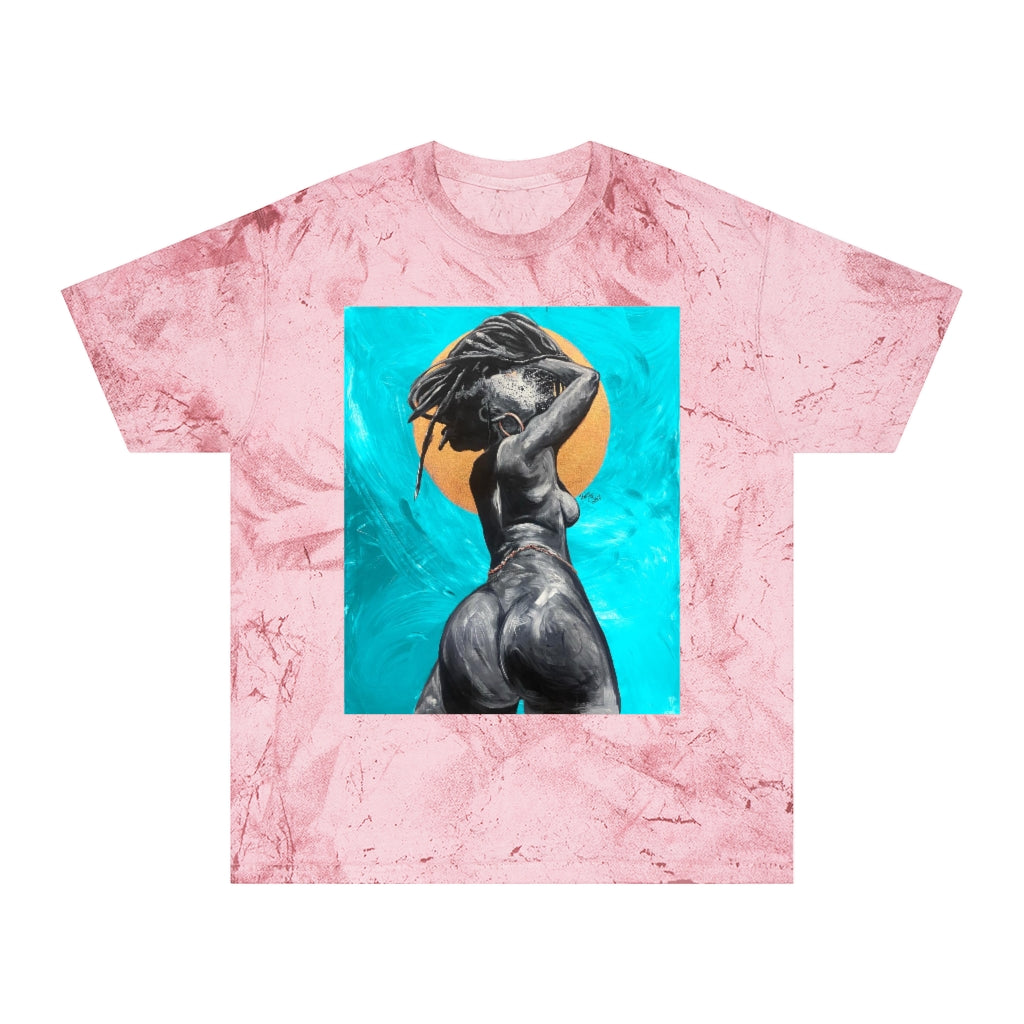 Naturally Nude V TEAL Unisex Color Blast T-Shirt