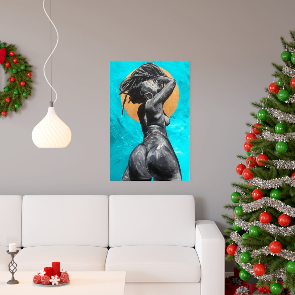 Naturally Nude V TEAL Premium Matte vertical posters