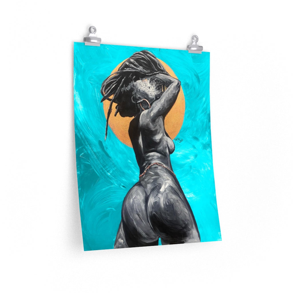 Naturally Nude V TEAL Premium Matte vertical posters