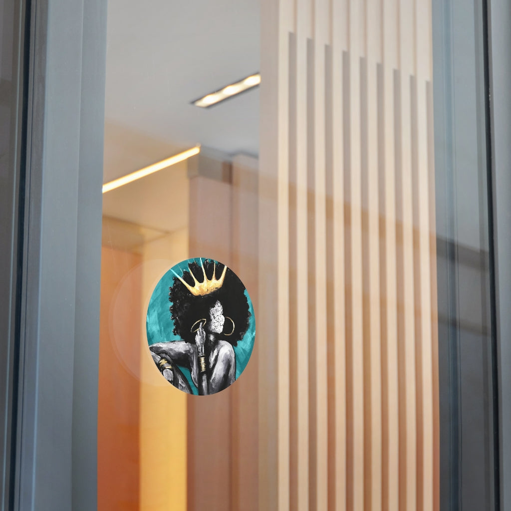Naturally Queen VI TEAL Round Vinyl Stickers