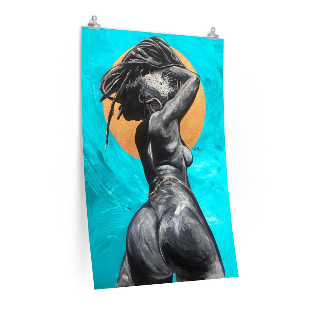 Naturally Nude V TEAL Premium Matte vertical posters