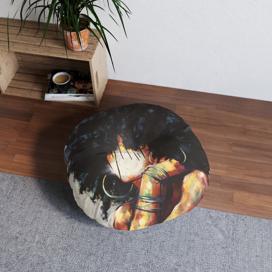 Naturally II Tufted Floor Pillow, Round