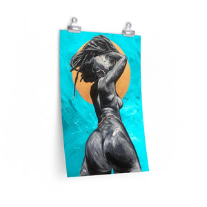 Naturally Nude V TEAL Premium Matte vertical posters
