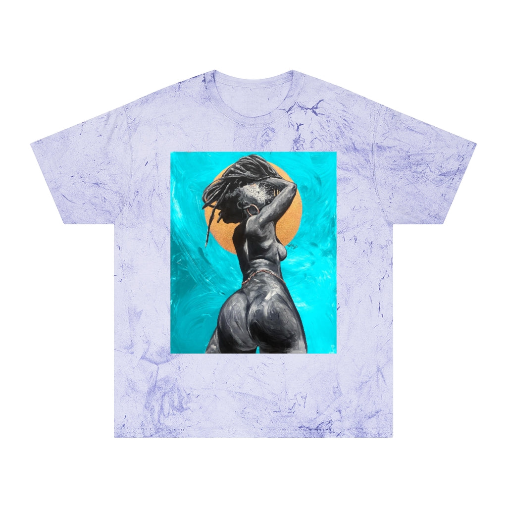 Naturally Nude V TEAL Unisex Color Blast T-Shirt