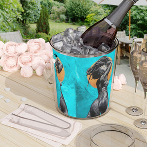 Naturally Nude V TEAL Ice Bucket with Tongs