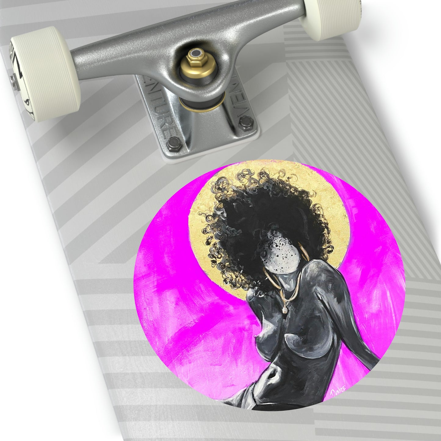 Naturally Nude III PINK Round Vinyl Stickers