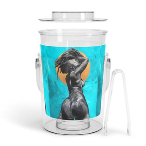 Naturally Nude V TEAL Ice Bucket with Tongs