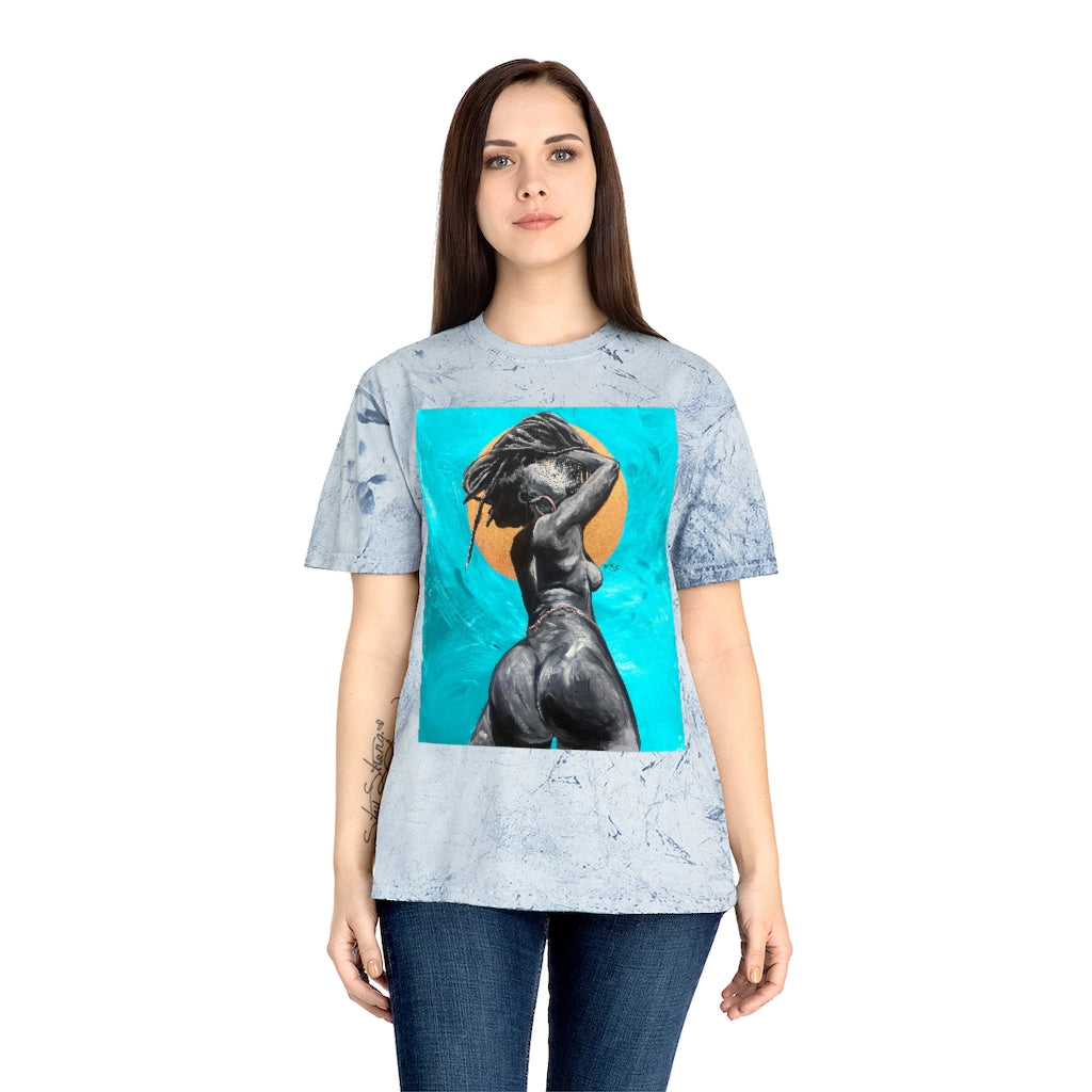 Naturally Nude V TEAL Unisex Color Blast T-Shirt