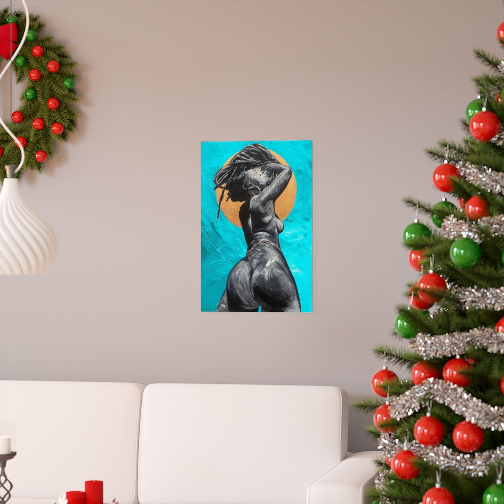 Naturally Nude V TEAL Premium Matte vertical posters