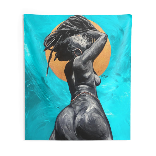Naturally Nude V TEAL Indoor Wall Tapestries
