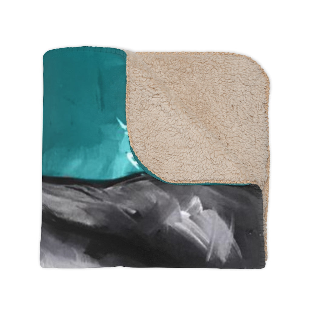 Naturally Queen VI TEAL Tan Sherpa Blanket