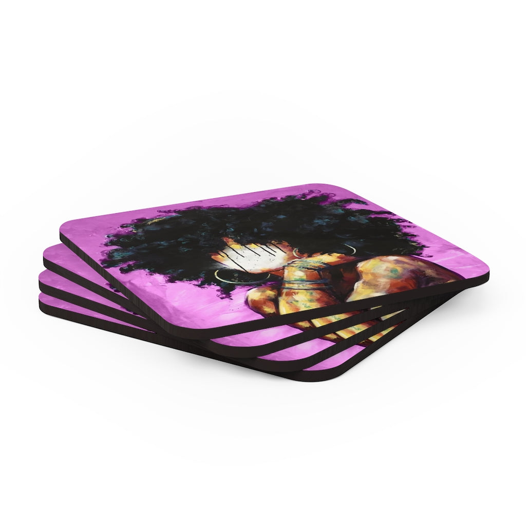 Naturally II PINK Corkwood Coaster Set