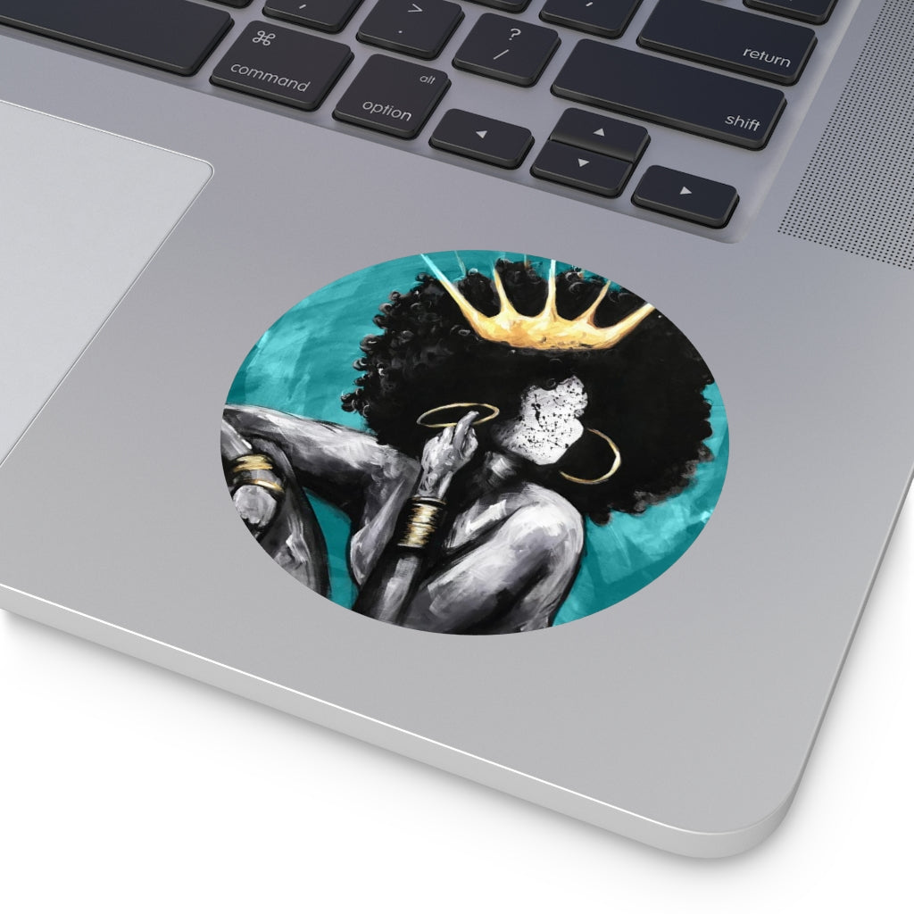 Naturally Queen VI TEAL Round Vinyl Stickers