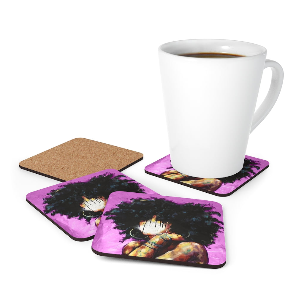 Naturally II PINK Corkwood Coaster Set