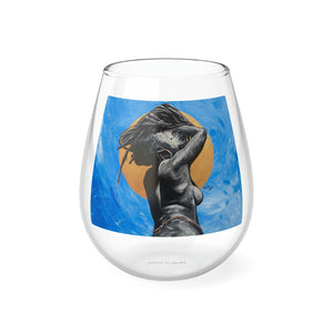 Naturally Nude V BLUE Stemless Wine Glass, 11.75oz